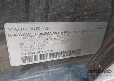 2015 Audi A4 2.0T Premium from USA, damaged, VIN WAUFFAFL9FN012169